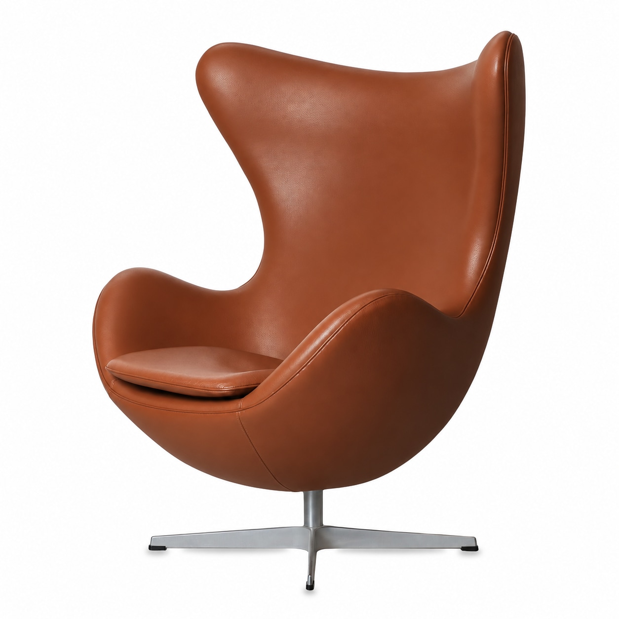 The Egg is an iconic piece of Danish design that gains an exclusive, timeless look with new semi-aniline leather. The soft leather follows the chair's characteristic organic form and gives comfortable, enveloping seating. The lightly protective surface makes the leather more resistant to daily use while preserving its natural texture and elegant look.